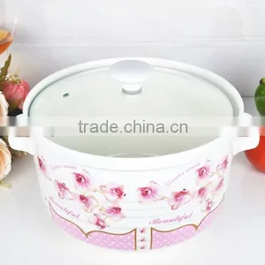 9" Ceramic Microwave Pot With Glass Lid thumbnail-4