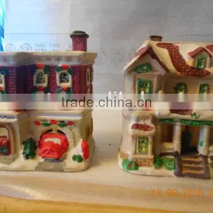 Set of 5 Christmas Village Houses & 6 People Figurines thumbnail-5