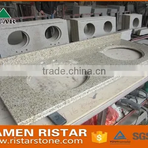 Cheap Chinese Yellow G682 Granite Bathroom Vanity Top With Double Sinks thumbnail-1