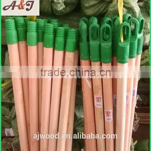 Natural Wooden Mop Handle With Plastic Italian Screw and Long Cap thumbnail-1