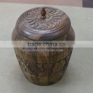 Wooden Hand Carved Candy Jar thumbnail-1