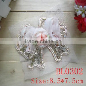 Cheap Wholesale Antique Mesh Fabric Lace Neckline Sequin Applique for Clothing Decoration thumbnail-2