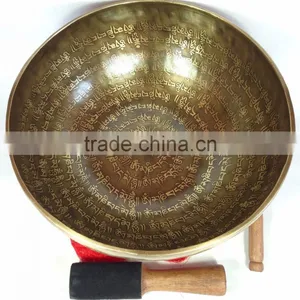 High Quality Om Mani Padme Hum Tibetan Mantra Crafted Meditation Singing Bowl thumbnail-1