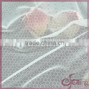 White Geometric Small Flower Elastic Lace Tricot Fabric, Decorative Bridal Lace Fabrics thumbnail-5