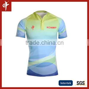 Full Sublimation Uniforms,Rugby t Shirt,Plain Sky Blue Jersey Football TOPS thumbnail-1