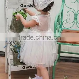 Baby Clothes Wholesale Hot Sale Chiffon Cheap 2017 Baby Clothing Children's Boutique Sleeveless Summer White Flower Girl Dress thumbnail-3