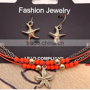 Hot Selling Starfish Charm Custom Charm Seed Bead Multi-strand Bracelets Earrings Set From Yiwu Factory thumbnail-6