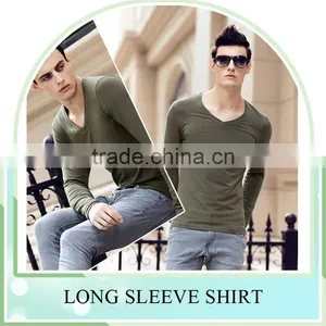 New Fashion Slim Fit T Shirt for Men ,tight V Neck Long Sleeves Shirt Manufacturer thumbnail-4