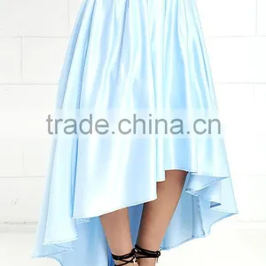 Latest Banded Waist Pleated Skirt Fashion High Low Design Maxi Skirt 2016 thumbnail-2