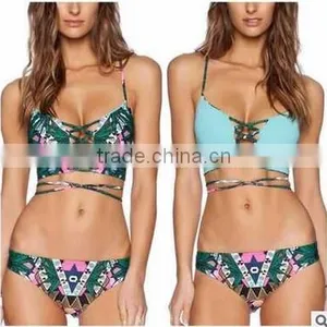 2016 Fashion Sexy Push up Straps Women Bikini Swimwear Bathing Suit Bikini With Decorated Bra thumbnail-5