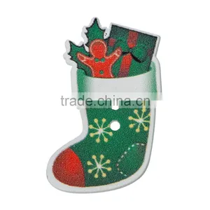 Sock Snowflake Buttons,Red & Green Christmas 2 Holes Wood Buttons thumbnail-1