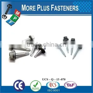 Taiwan #12-14 x 2" Hex - Unslotted Hex Washer Head Epoxy #3 410 Stainless Steel Bonded Sealing Washer Self-Drilling Screw thumbnail-2