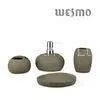 Cobblestone Design Polyresin Bathroom Set With Soap Dispenser, Toothbrush Holder thumbnail-1