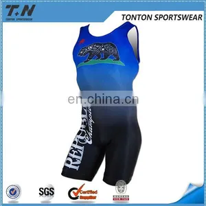 Custom Mesh Polyster Mens Wrestling Singlet thumbnail-1