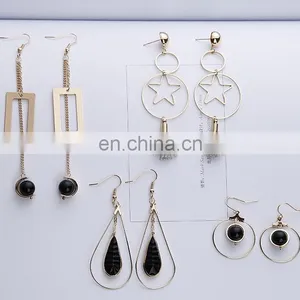 Contracted Han Guoer Nail Female Long Tassel Earrings Hand Geometry Eardrop Asymmetric Earrings Wholesale Pearl Earrings thumbnail-1