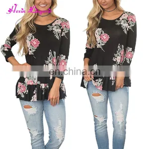 Without Moq Fashion Black Long Sleeves Running Blank Fitted Lady T-shirt thumbnail-6