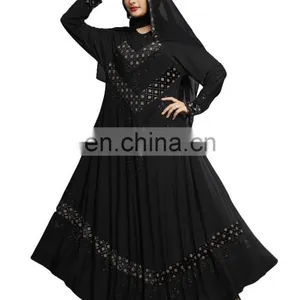 Women's New Casual Daily Wear Embroidery Abaya Burkha With Embosed Velvet Work And Chiffon Dupatta thumbnail-4