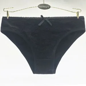 Yun Meng Ni Sexy Underwear Front Transarent Lace Briefs Breathable Cotton Panties For Women thumbnail-5