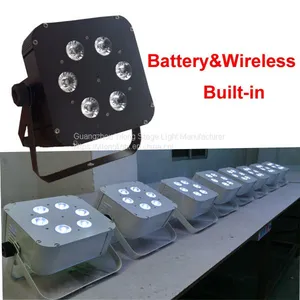 Cheap 6in1 RGBWA+UV Batery Powered Uplight,wireless up Lighting,flat Led Par,wedding Light,stage Light Dmx thumbnail-2