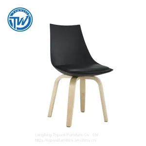 DC-6062 Topwell Modern Design Plastic Chair Leisure Chair Dining Chair With Wood Legs thumbnail-1