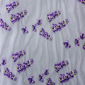 Flower Patterns Spandex Embroidery on Lace Fabric thumbnail-2