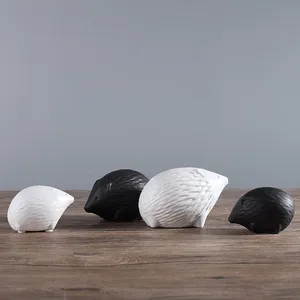 Black White Hedgehog Animol Modern Nordic Ceramic Decoration Ornament For Home Decor thumbnail-1
