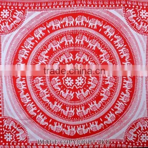 Indian Tapestry Cotton Bedding Bedsheet Mandala Elephants Print Wall Hanging Tapestries Throw thumbnail-2