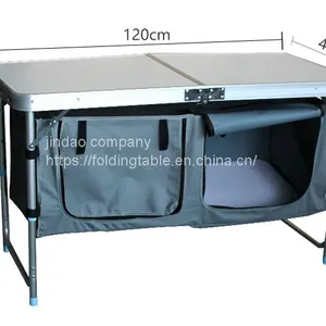 Portable Camping Kitchen Table Aluminum Lightweight Multifunctional Camping Kitchen Table BBQ Party Camping Kitchen Cupboard thumbnail-5
