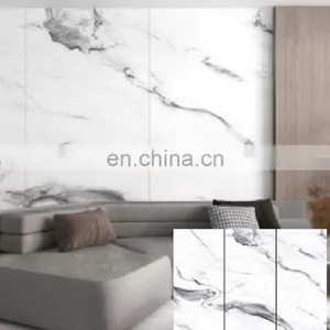 Designer Indian Big Slab Glossy White Carrara Large Porcelain Marble Slab Stone Tile Wall Anti Matt Piece thumbnail-1