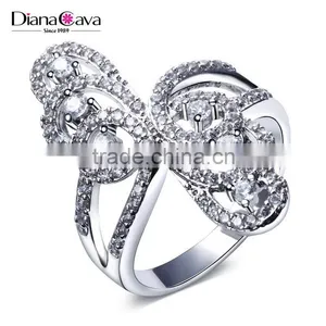 Beautiful Butterfly Shape Party Jewelry Platinum Plated Brass Jewelry Women CZ Ring thumbnail-1