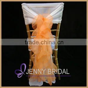 C003G White Chiffon and Burgundy Organza Ruffled Wedding Wholesale Cheap Chair Covers thumbnail-6