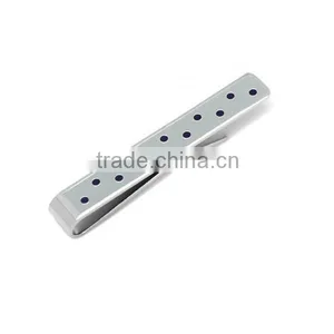 Stainless Steel Grey and Plum Polka Dot Tie Bar thumbnail-1