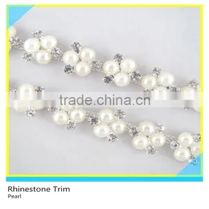 Pretty 888 Crystal Rhinestone Mix Pearl Bead Mesh Trim For Necklace thumbnail-1