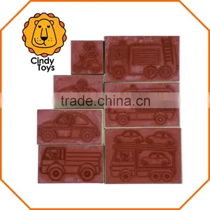 Wooden Rubber Stamps Motor Vehicles 7 Pcs for Kids thumbnail-3