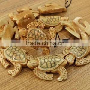 OB004 Realistic Detail Carved Ox Bone Turtle Tortoise Pendant thumbnail-1