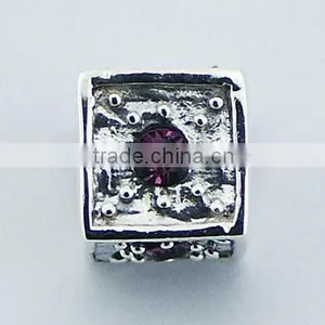 Austrian Crystals Sterling Silver Cube Bead With Spheres thumbnail-1