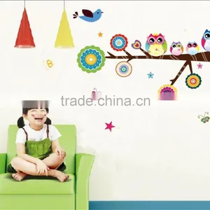 2016 Cute Colorful Owl Family Branch Butterfly PVC Wall Stickers Decal Decor for Kids Rooms thumbnail-3