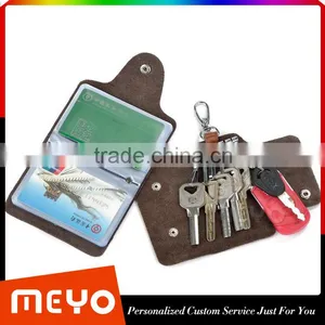 Cheap Split Soft Leather Card Organizer Bag With Keychain Holder thumbnail-4