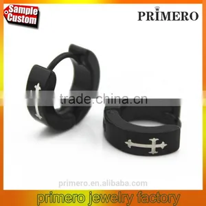 316L Stainless Steel Hip Hop Earrings Fashion Punk Black Men Cross Jewelry Wholesale thumbnail-1
