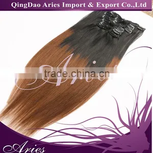 120gram Brazilian Hair Clip-In Human Hair Weft Ombre Color Hair Extension thumbnail-5