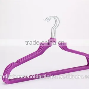 Standby Indoors Use Flocked Coat Hanger With a Notch thumbnail-2