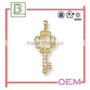 Fancy Key Shaped Pendant and Necklace With Rhinestone ,fashion Gift and Souvenir thumbnail-1