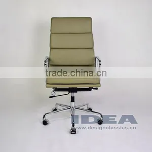 Replica EA219 Charles and Ray High Back Soft Pad Desk Chair- Grey Color Genuine Leather thumbnail-2