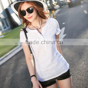 Wholesale Custom Women White Cotton Blank t Shirt Accept OEM thumbnail-2