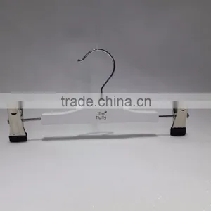 White Print Logo Hangers for Clothes Fashion Wood Hangers White Custom Printed LOGO Plywood / Laminated Wooden Clothes Hanger thumbnail-1