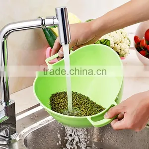 New Design Kitchen Washing Fruits and Vegetables Double Handle Rice Colander thumbnail-2