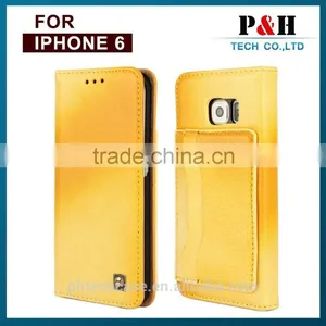 Vintage Customized Litchi Grain Genuine Real Cow Leather Flip Cover Case For IPhone 6 / 6 Plus thumbnail-3
