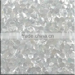 White Mother of Pearl Crazy Crack Seamless Mosaic Tile Polished thumbnail-1