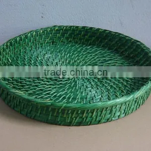 Greeen Bamboo & Rattan Restaurant Round Tray thumbnail-1