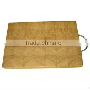 Durable End Grain Rubber Wood Chopping Board With Handle thumbnail-1